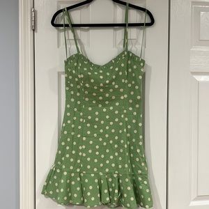 Green and white pokadot sundress